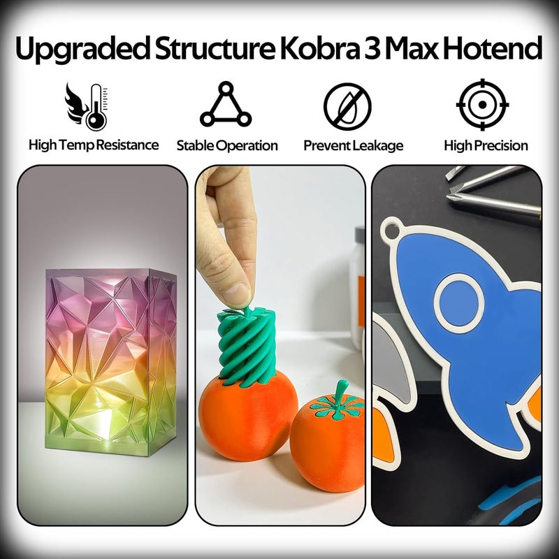 IdeaFormer-3D Kobra 3 Max Hotend with 0.4mm Hardened Steel Nozzle, Quick-Swap Integrated Kobra 3 Max Extruder Hotend Print Head Hot End for Anycubic Kobra 3 Max/Combo 3D Printer Extruder Replacement - Image 5